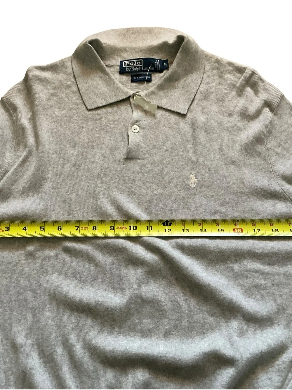 Polo Ralph Lauren Pima cotton knit grey polo shirt 2-button knit size M